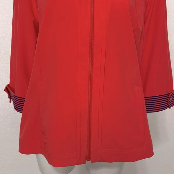 Chico's Neema Striped-Trim Nautical Full Zip Gorpcore Jacket Size L - Picture 4 of 7